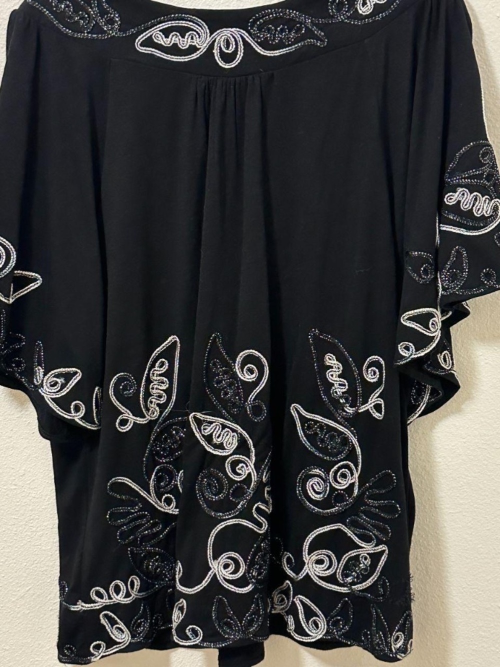 Black and White Embroidered Boho Blouse - Picture 2 of 5